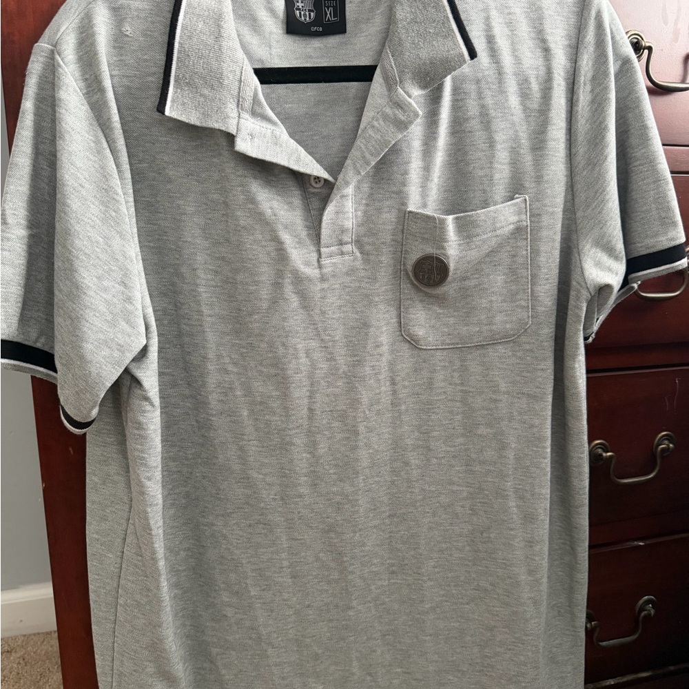 Classic Gray Polo Shirt with Black Accents
